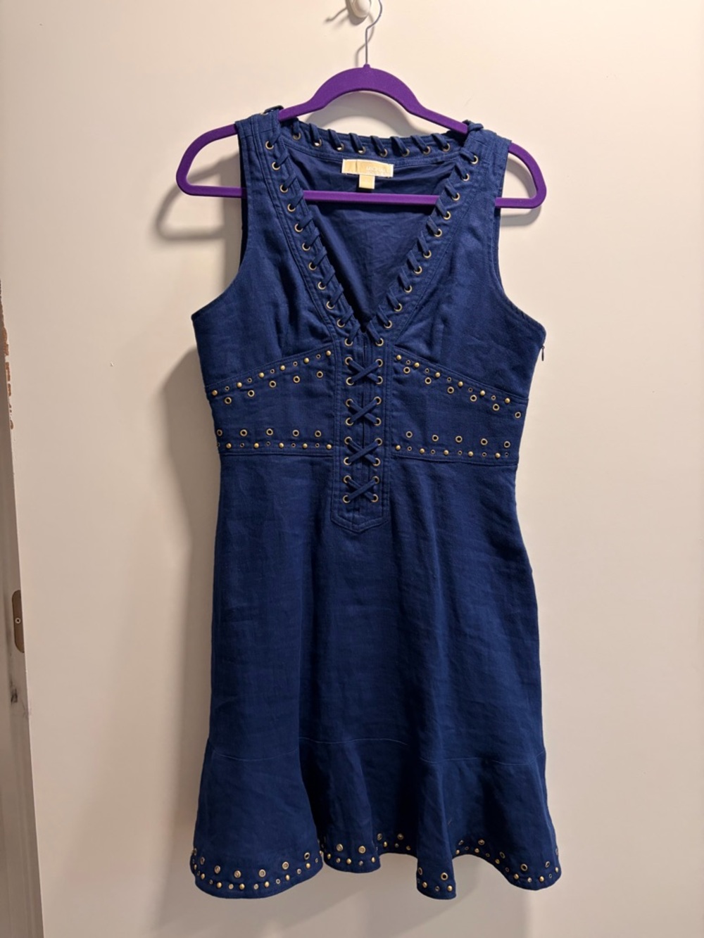 MICHAEL Michael Kors Navy Eyelet Lace-Up Mini Dress